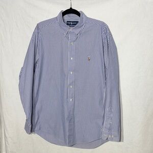 Polo by Ralph Lauren Men's Navy and White Striped Shirt